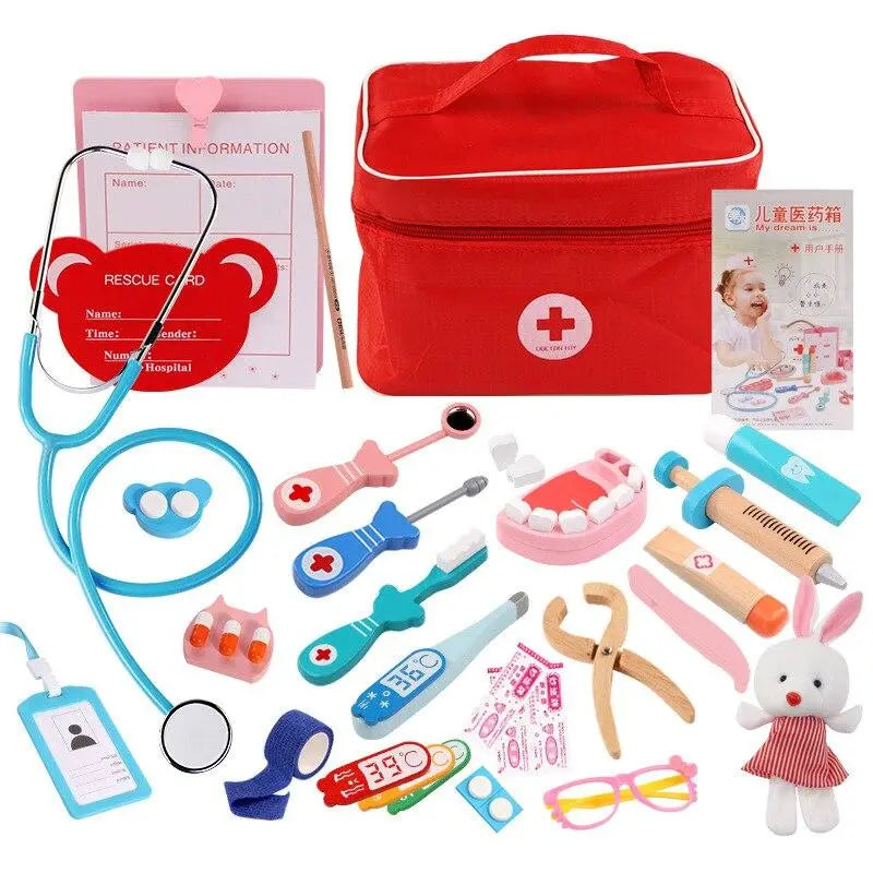 Kit Médico ou Dentista Infantil de Madeira Desenvolva Seu Filho