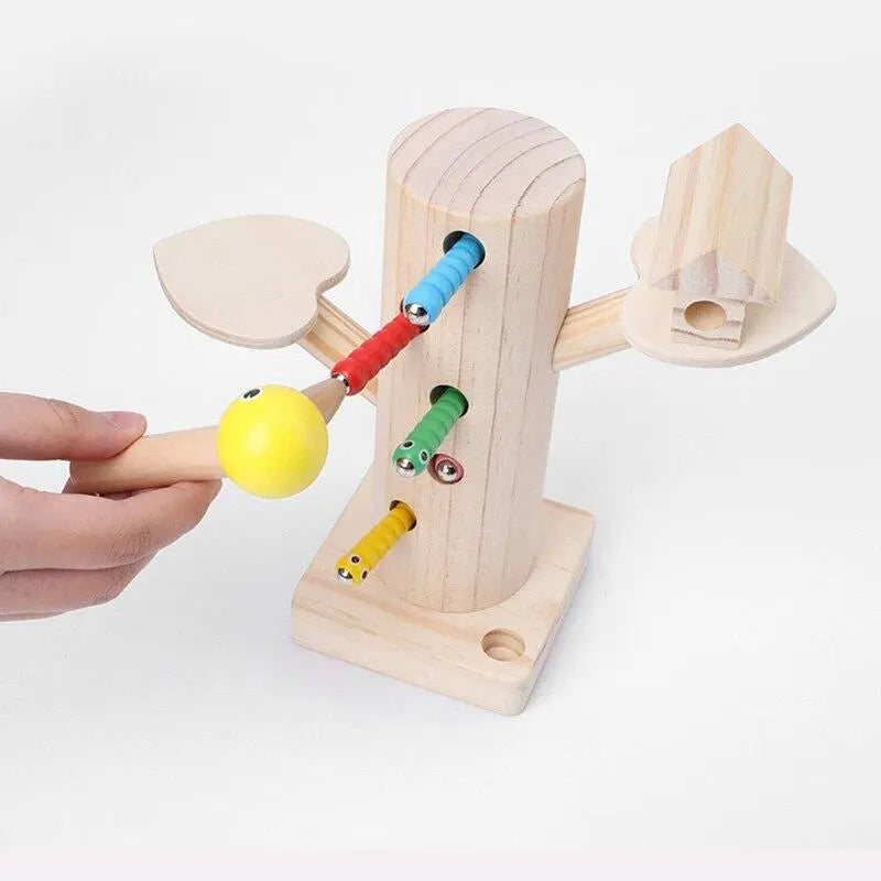 Pega Lagarta de Madeira: Brinquedo Educativo e Divertido para Crianças Desenvolva Seu Filho