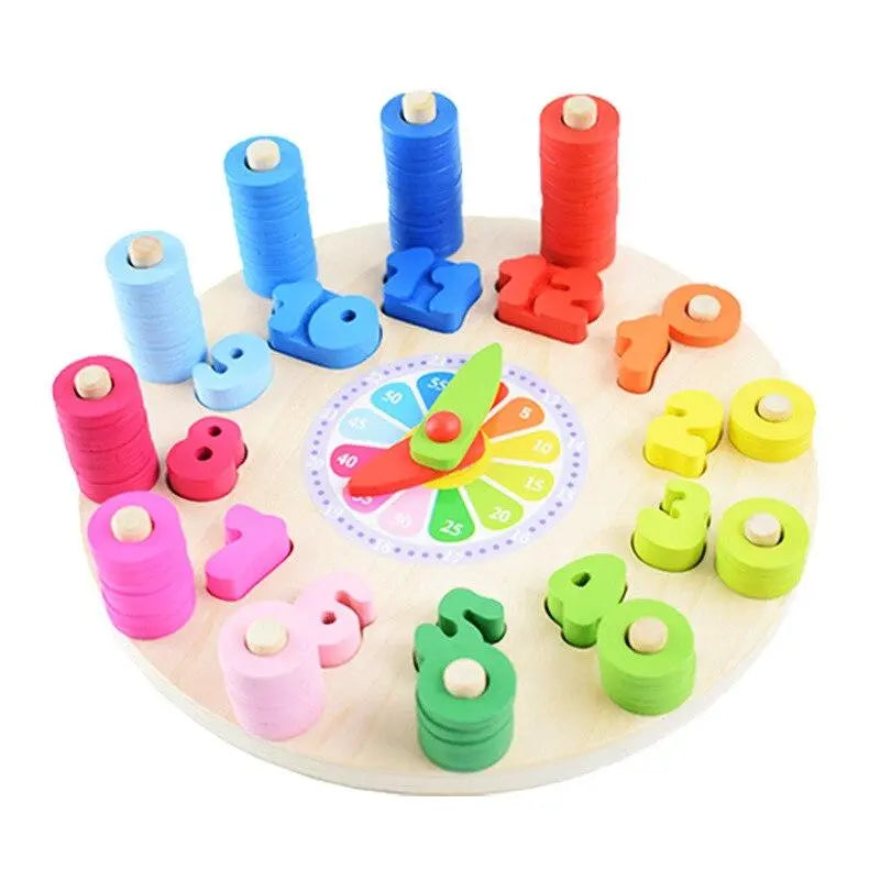 Relógio de Contas de Madeira – Brinquedo Educacional Infantil Desenvolva Seu Filho