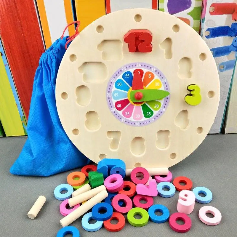 Relógio de Contas de Madeira – Brinquedo Educacional Infantil Desenvolva Seu Filho