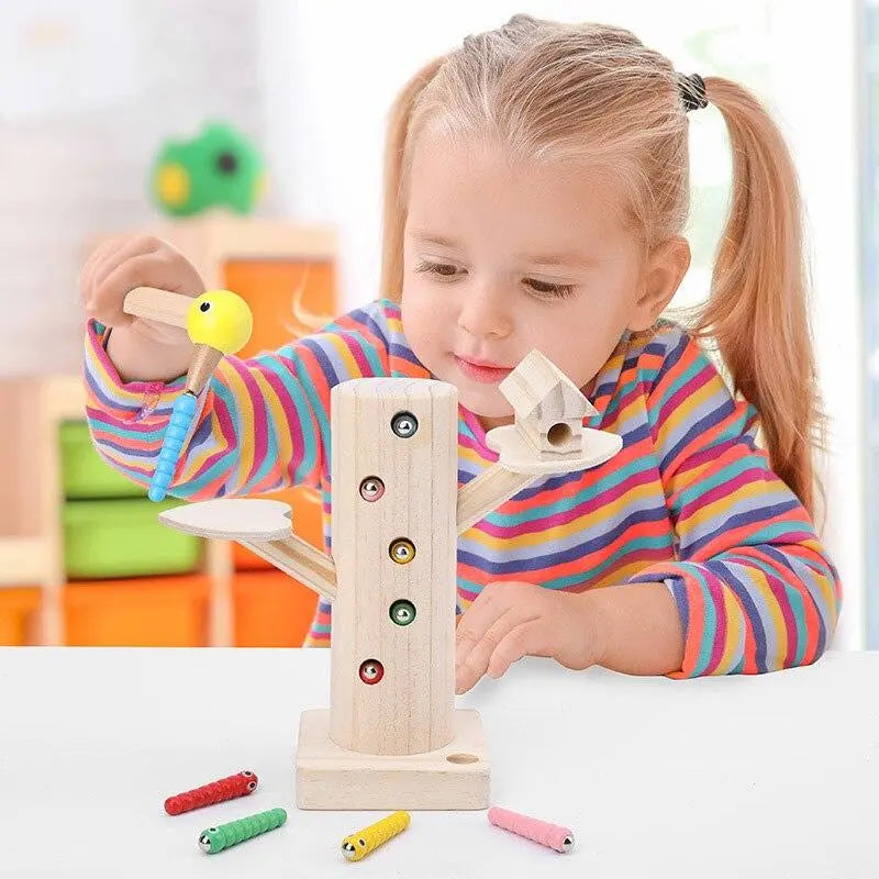 Pega Lagarta de Madeira: Brinquedo Educativo e Divertido para Crianças Desenvolva Seu Filho