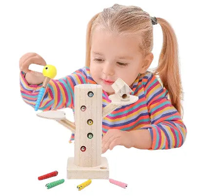 Pega Lagarta de Madeira: Brinquedo Educativo e Divertido para Crianças Desenvolva Seu Filho